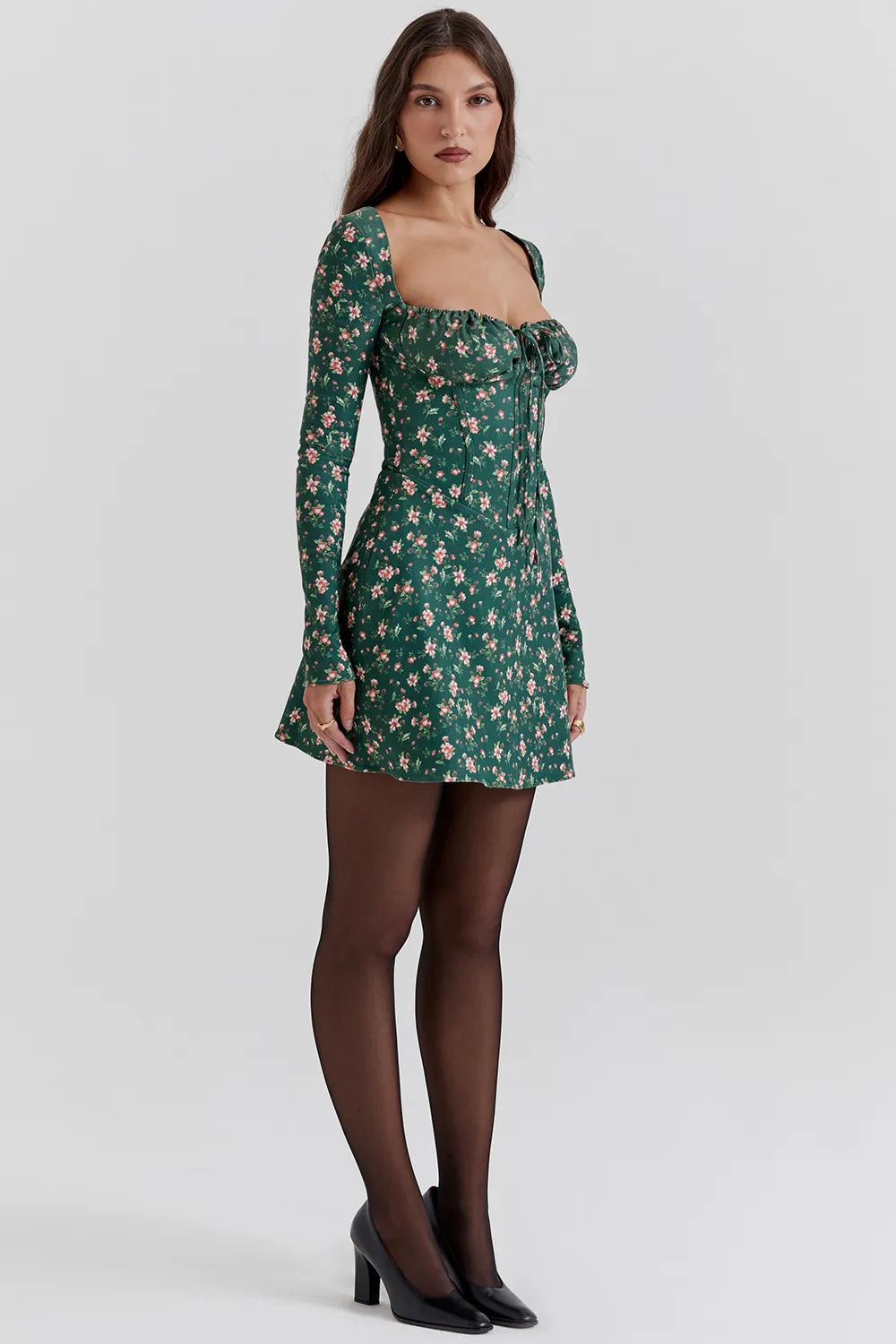 Malika Green Floral Corset Mini Dress