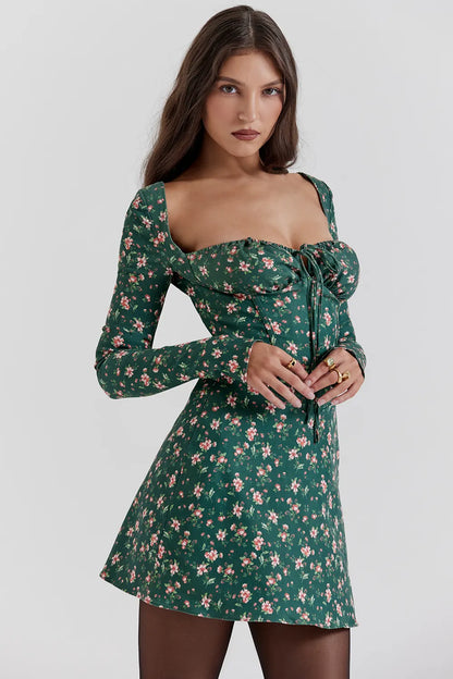 Malika Green Floral Corset Mini Dress