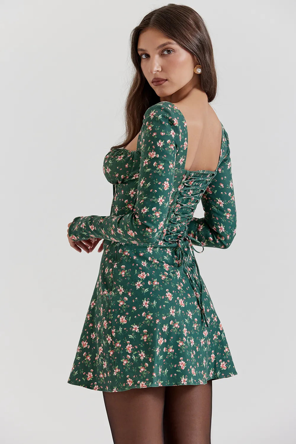 Malika Green Floral Corset Mini Dress