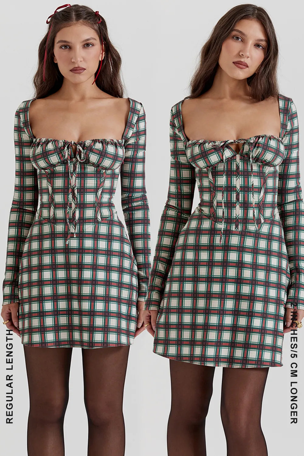 Malika Red Tartan Corset Mini Dress
