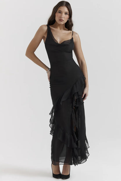 Malila Black Ruffle Maxi Dress