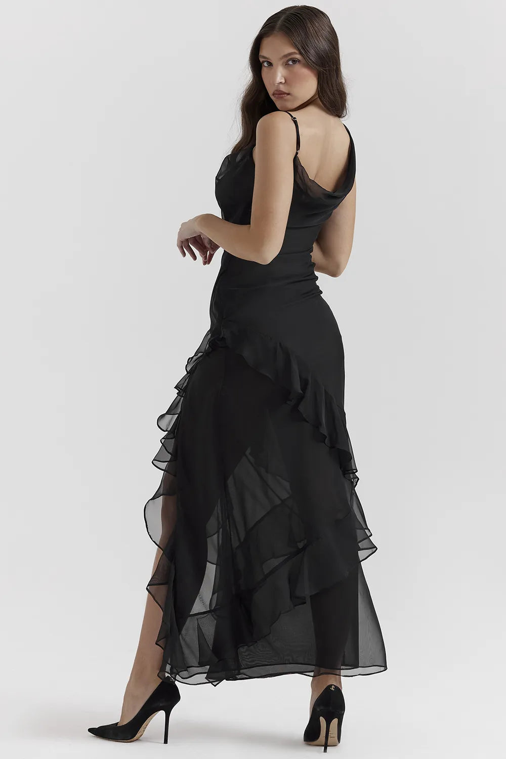 Malila Black Ruffle Maxi Dress