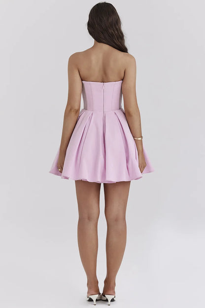 Mar Cotton Candy Twill Strapless Mini Dress