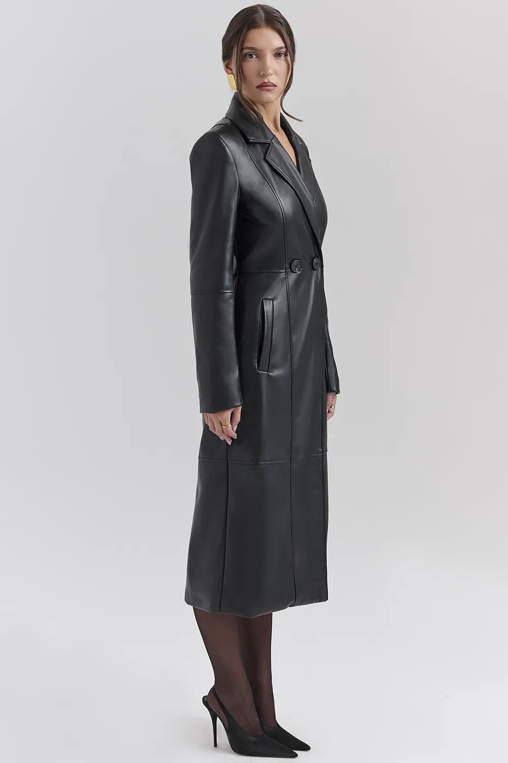 Marcel Black Faux Fur Trimmed Vegan Leather Coat