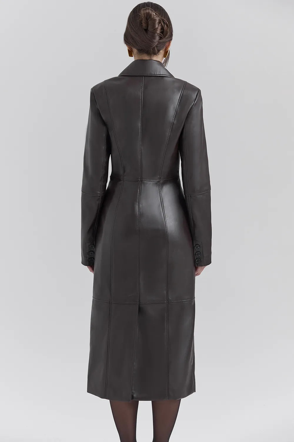 Marcel Brown Faux Fur Trimmed Vegan Leather Coat