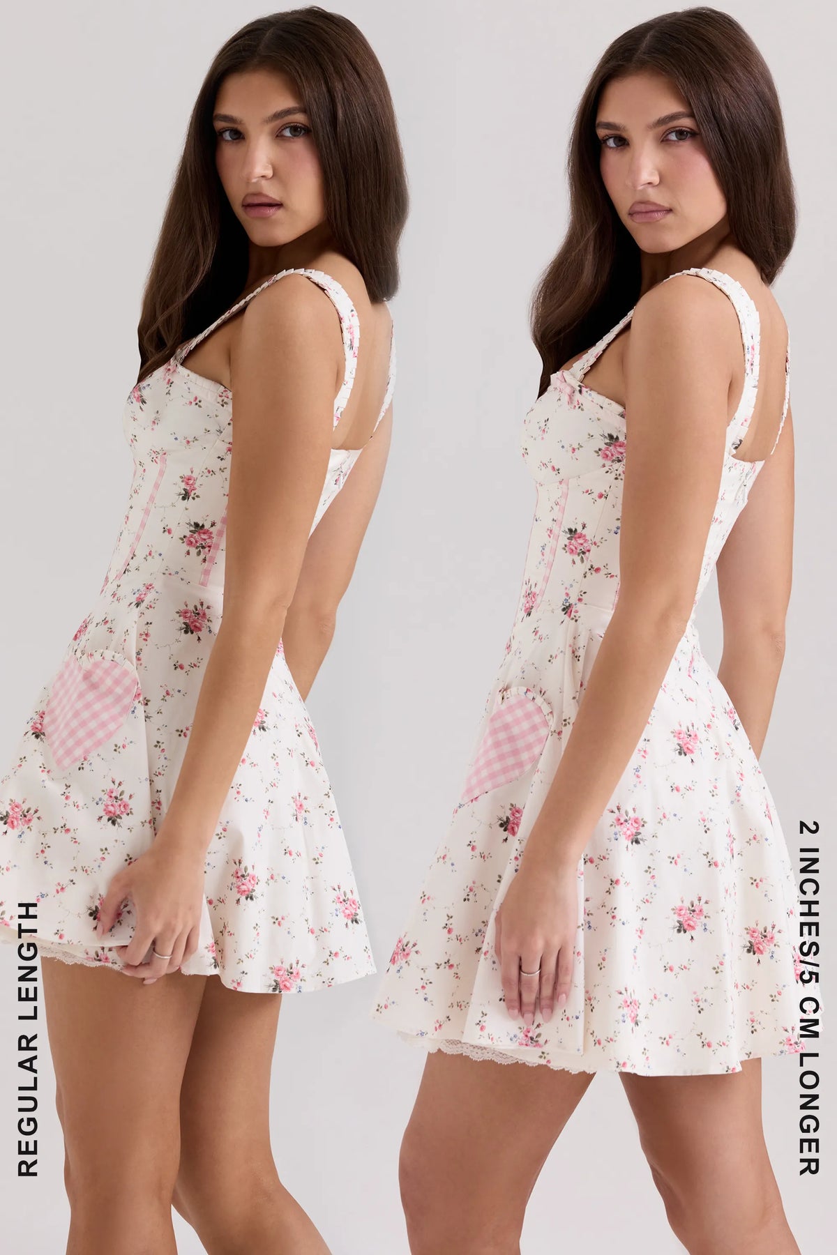 Marianella Cream Rose Print Stretch Cotton Mini Dress