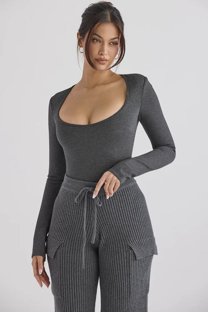 Marianna Charcoal Loungewear Bodysuit