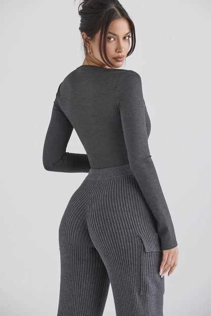 Marianna Charcoal Loungewear Bodysuit