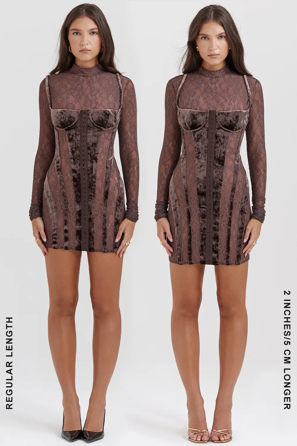 Marica Brown Velvet & Lace Corset Dress