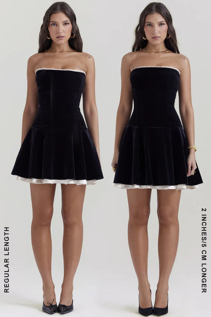 Marilla Black Velvet Strapless Dress