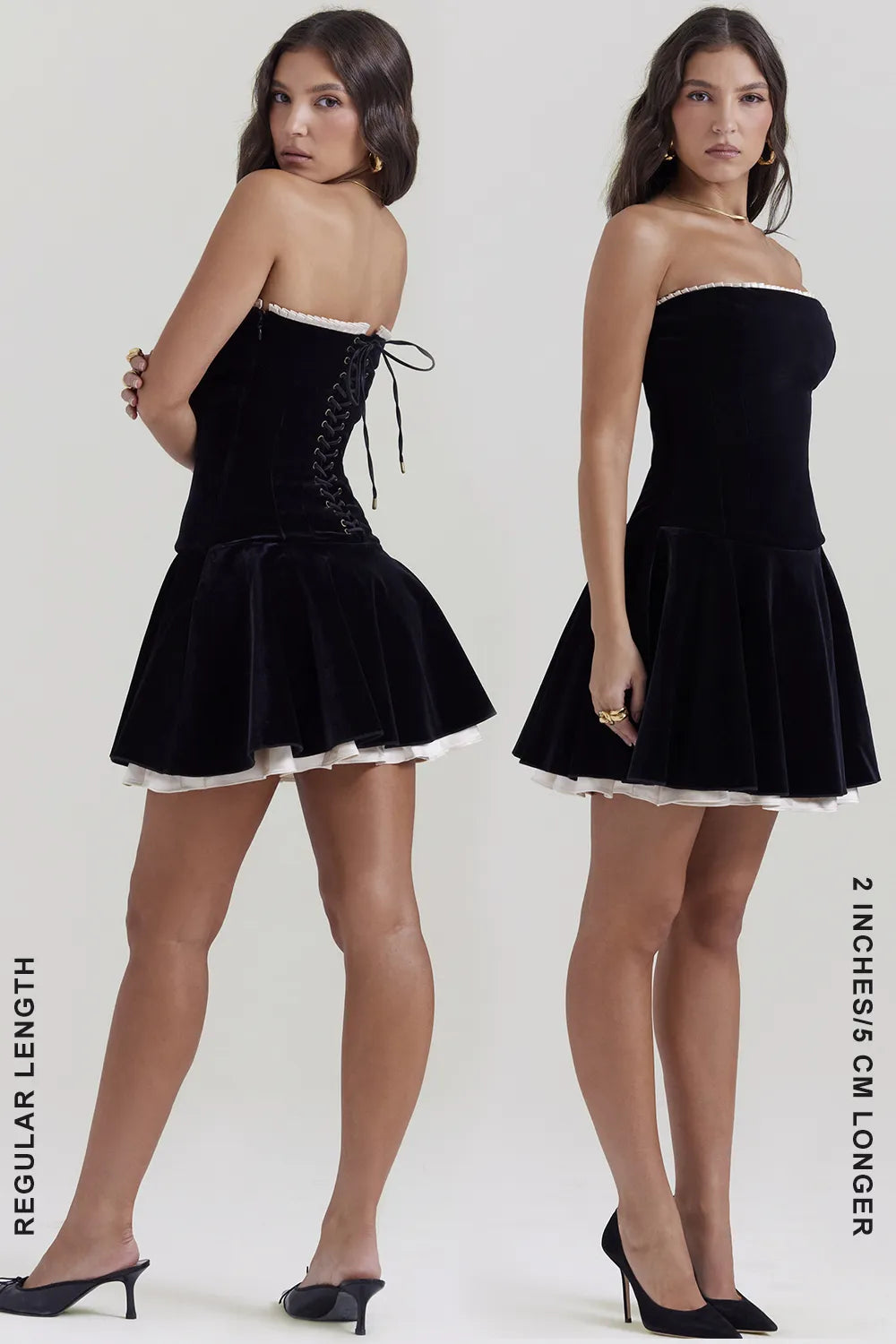 Marilla Black Velvet Strapless Dress