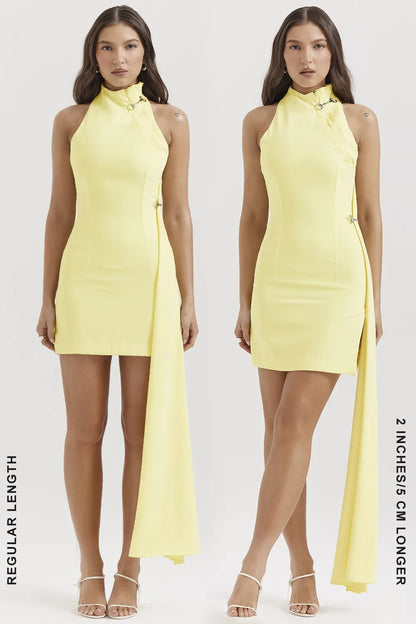 Marla Lemon Halter Mini Dress