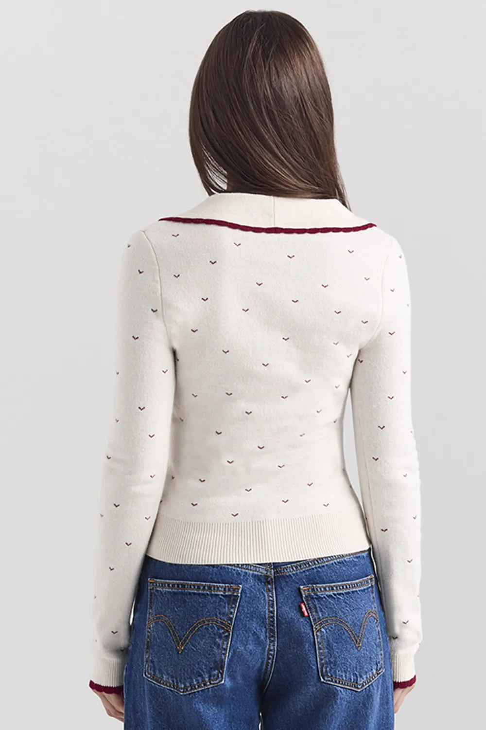 Marla Ivory Cashmere Blend Trimmed Cardigan