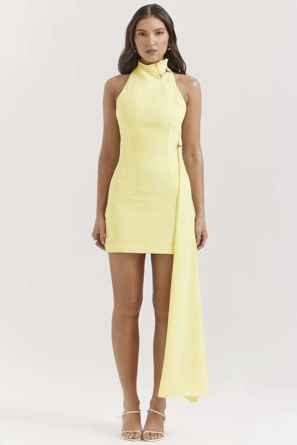 Marla Lemon Halter Mini Dress
