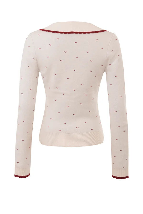 Marla Ivory Cashmere Blend Trimmed Cardigan