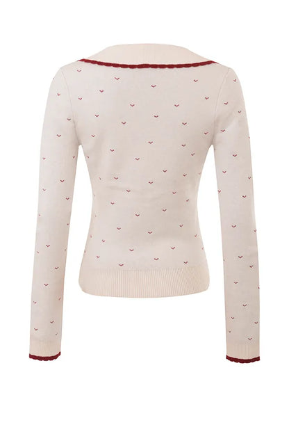 Marla Ivory Cashmere Blend Trimmed Cardigan