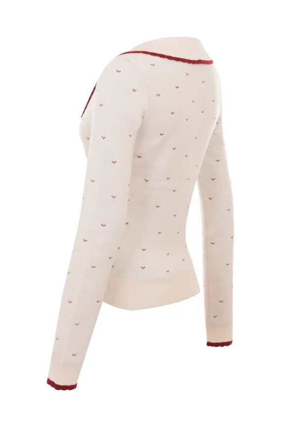 Marla Ivory Cashmere Blend Trimmed Cardigan