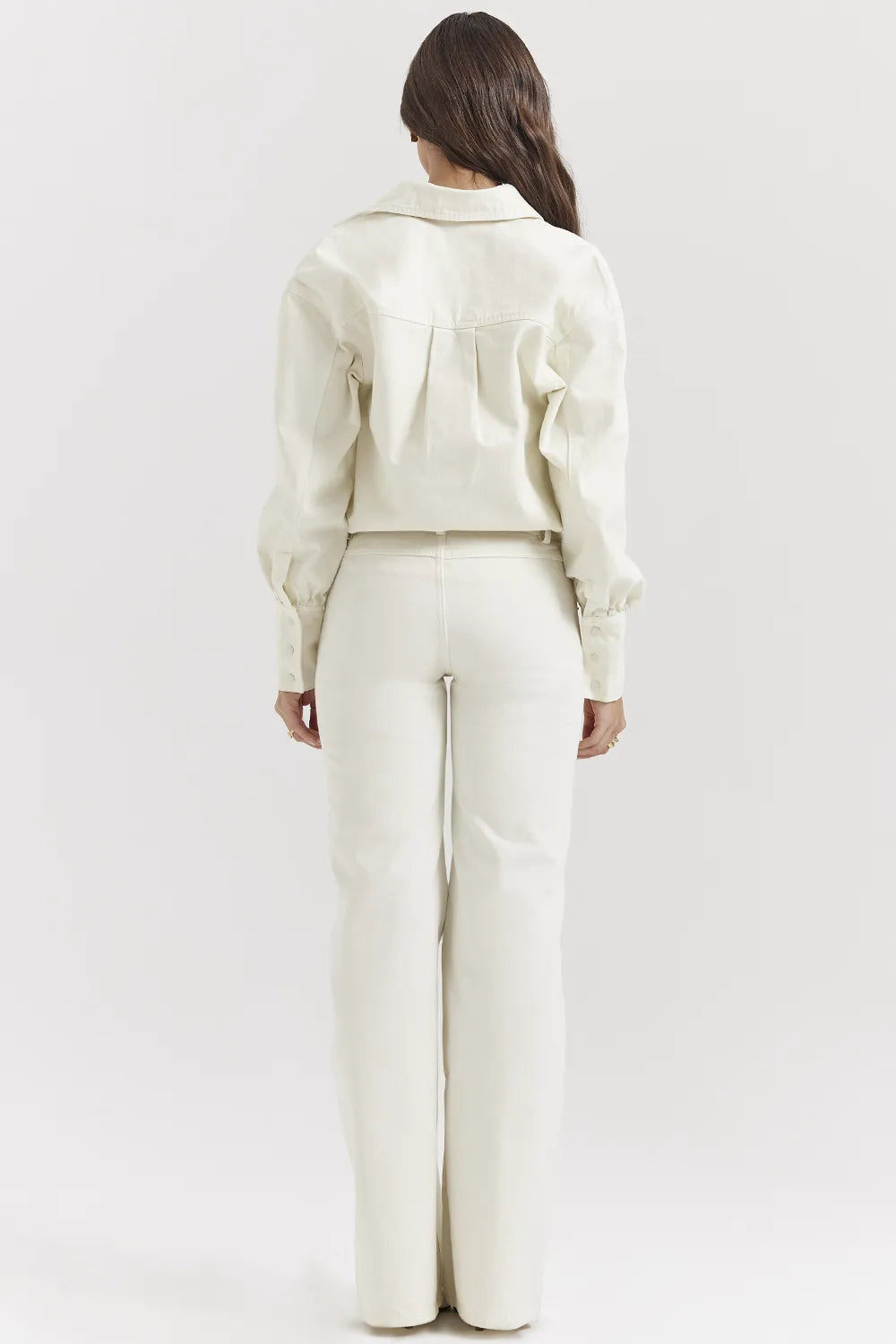 Marli Ivory Wide Leg Flared Jeans
