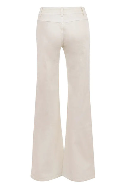 Marli Ivory Wide Leg Flared Jeans