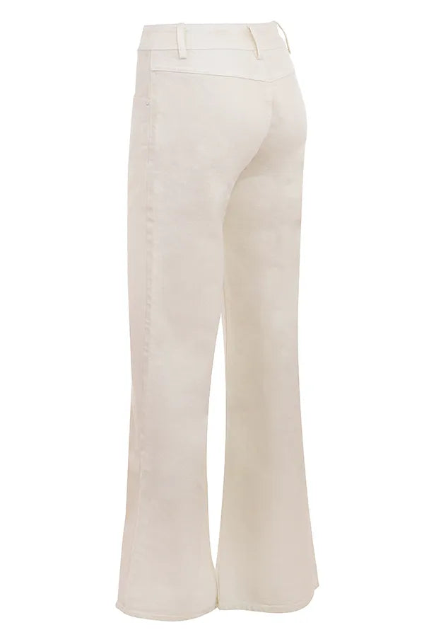 Marli Ivory Wide Leg Flared Jeans