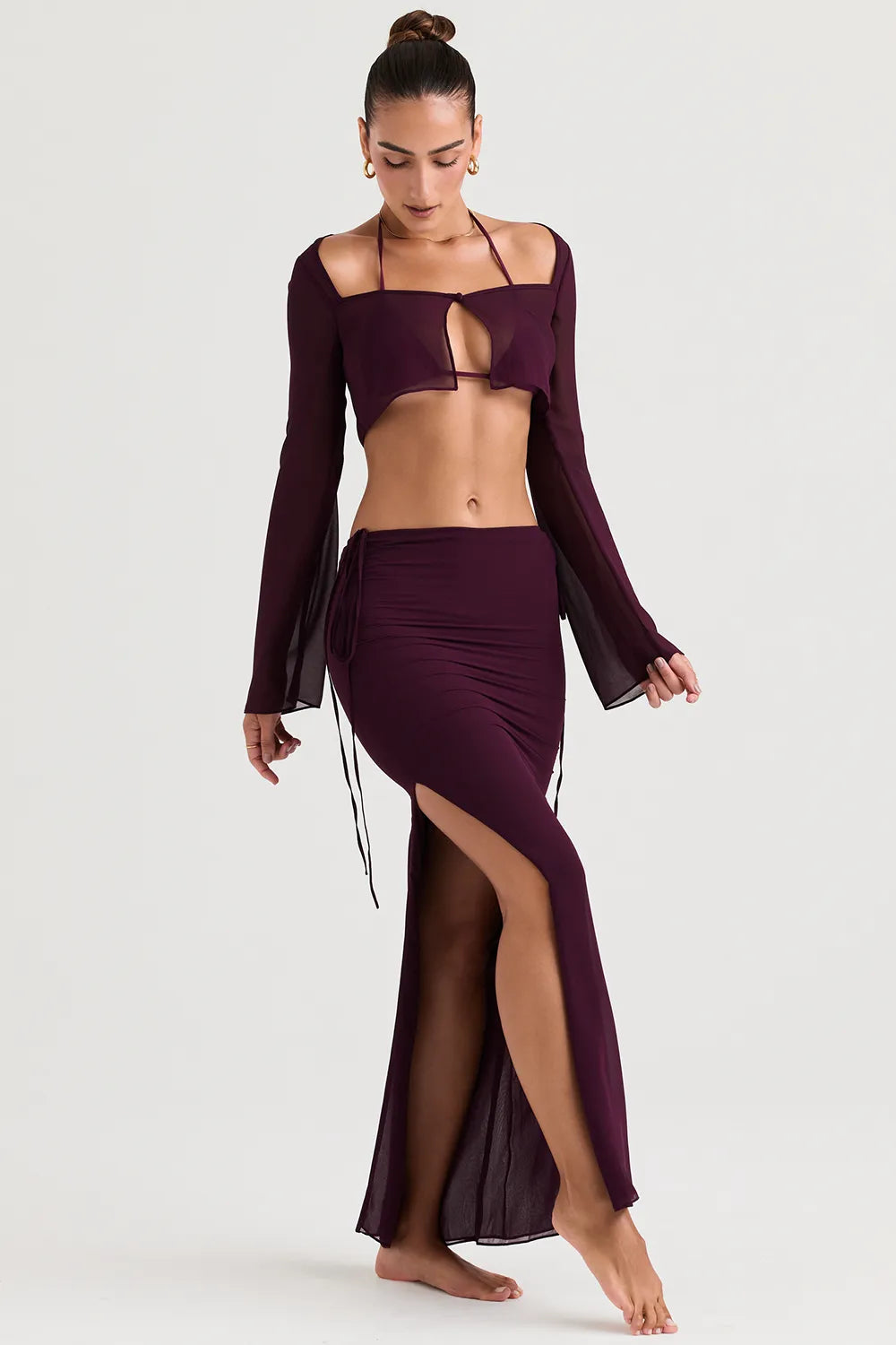 Amalfi Prune Cutout Maxi Skirt