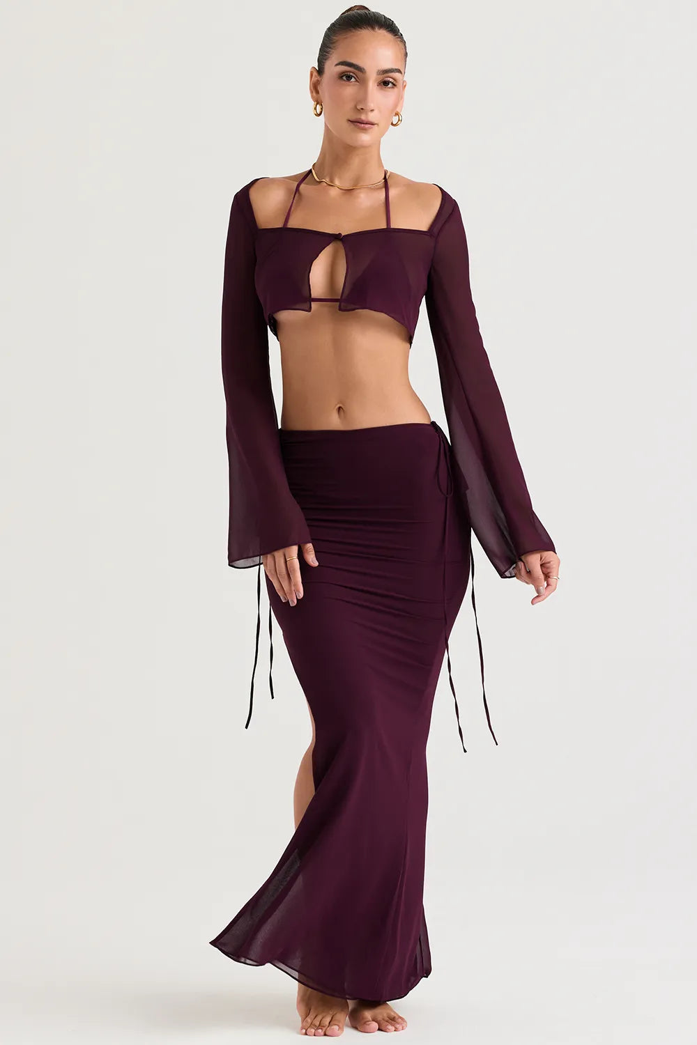 Amalfi Prune Cutout Maxi Skirt