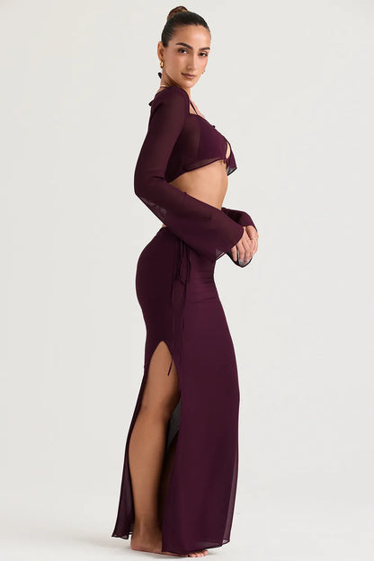 Amalfi Prune Cutout Maxi Skirt