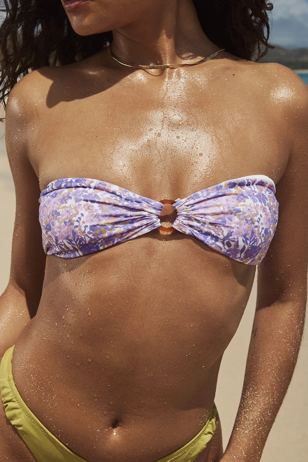 Medea Violet Floral Bandeau Bikini Top