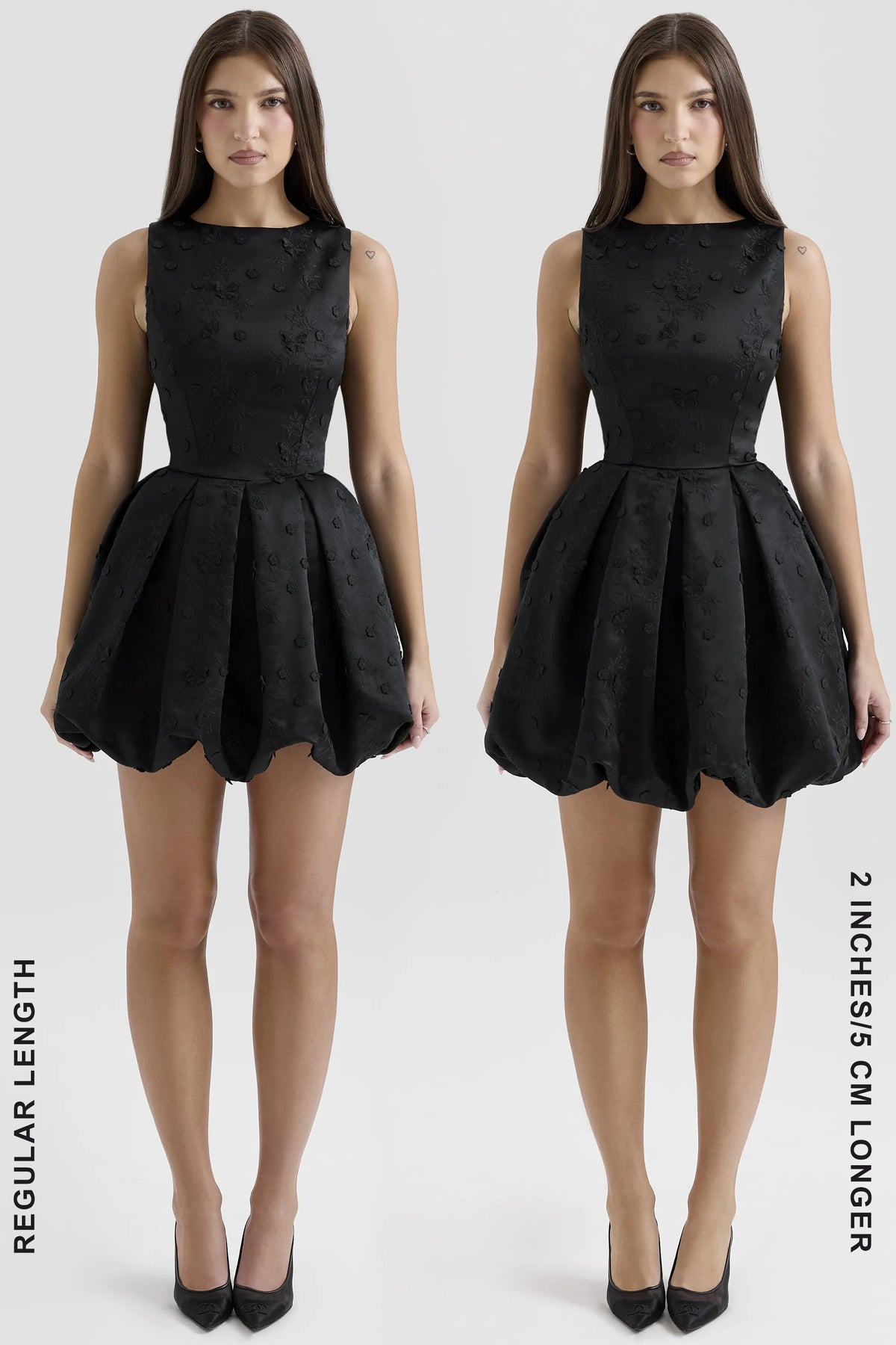 Melika Black Backless Embroidered Mini Puffball Dress