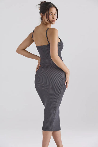 Meliora Charcoal Knit Midi Dress