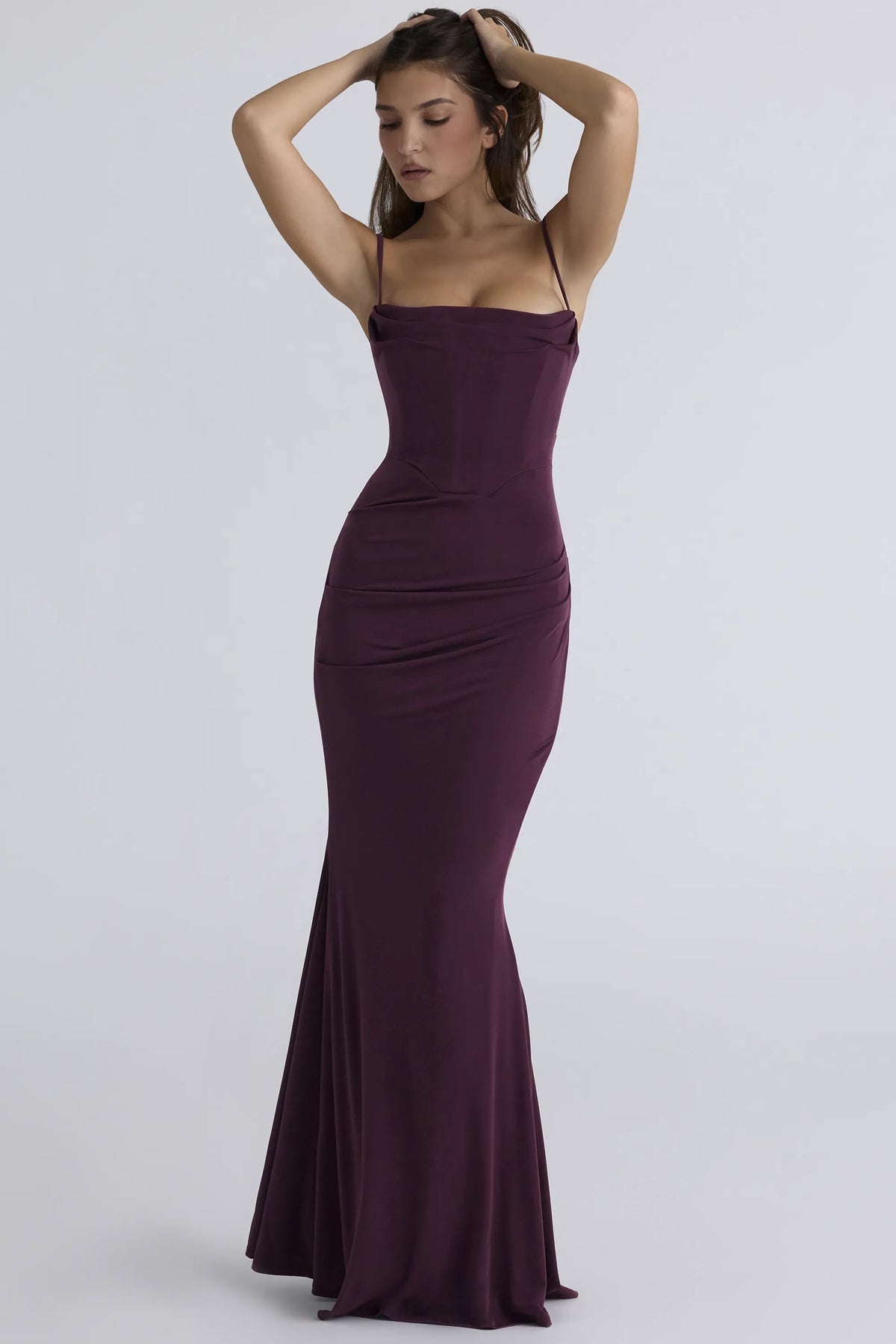 Milena Dark Cherry Corset Maxi Dress