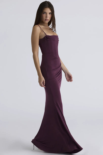 Milena Dark Cherry Corset Maxi Dress