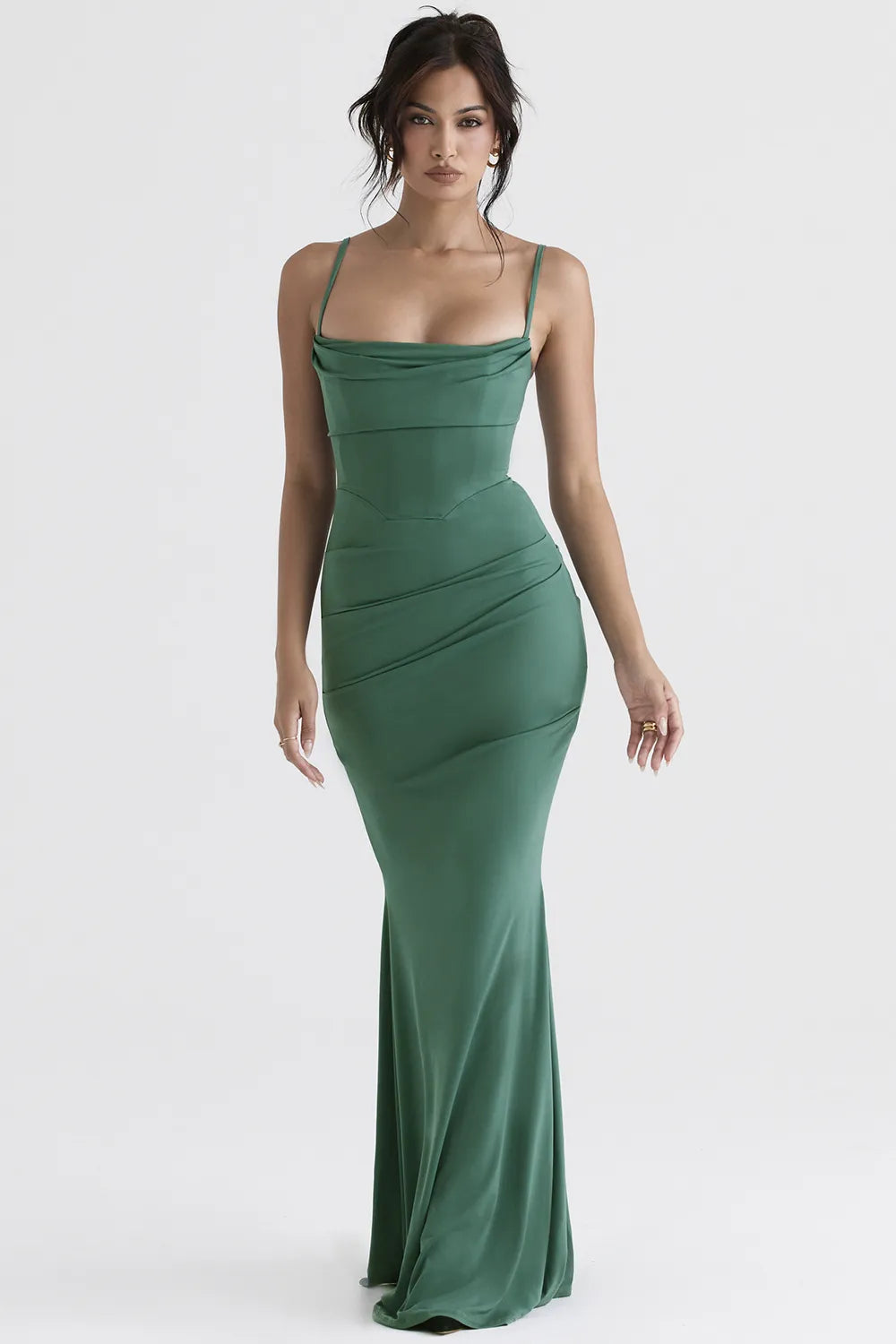 Milena Forest Corset Maxi Dress