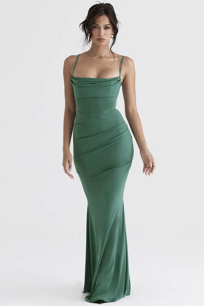 Milena Forest Corset Maxi Dress