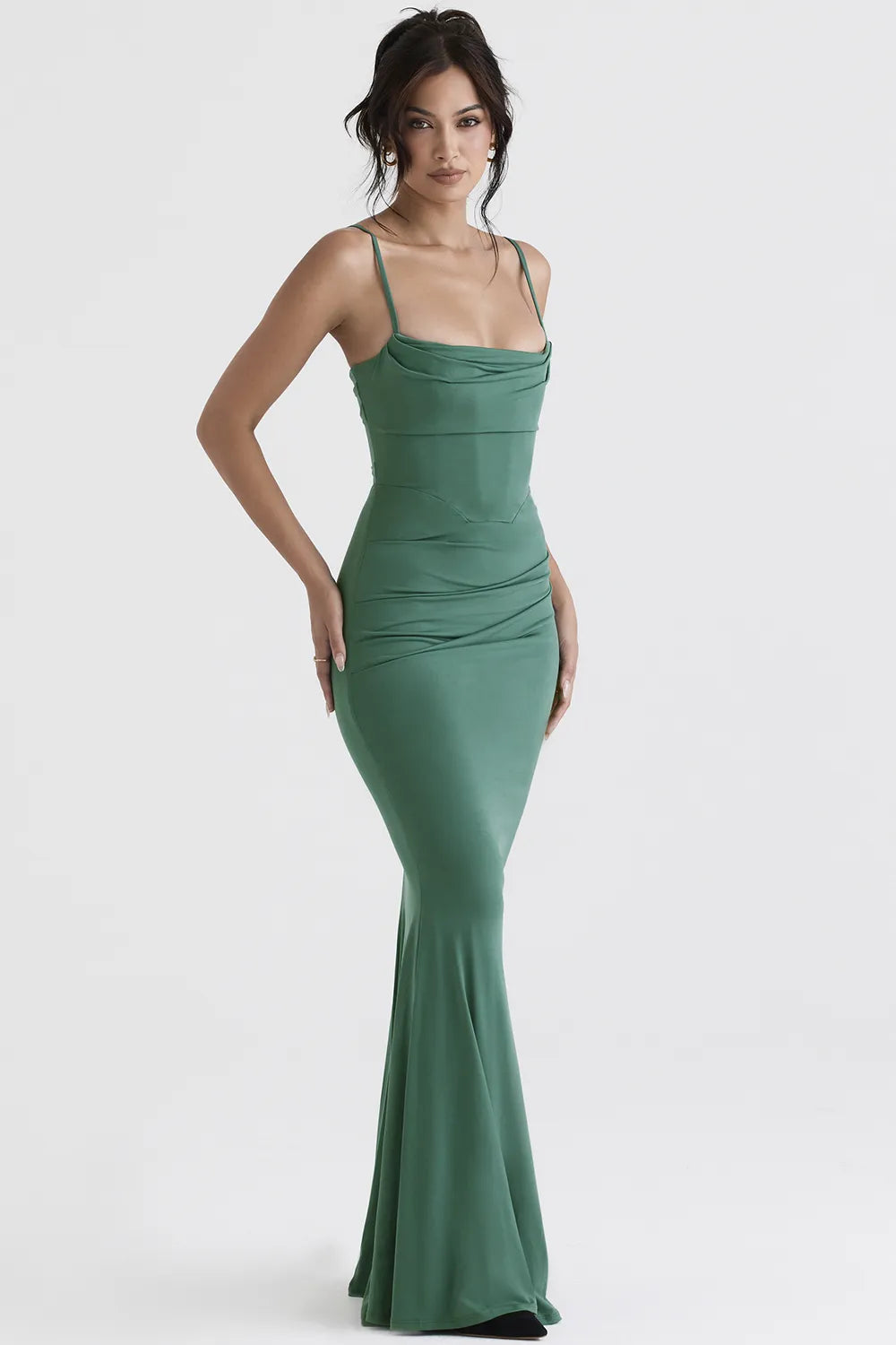 Milena Forest Corset Maxi Dress