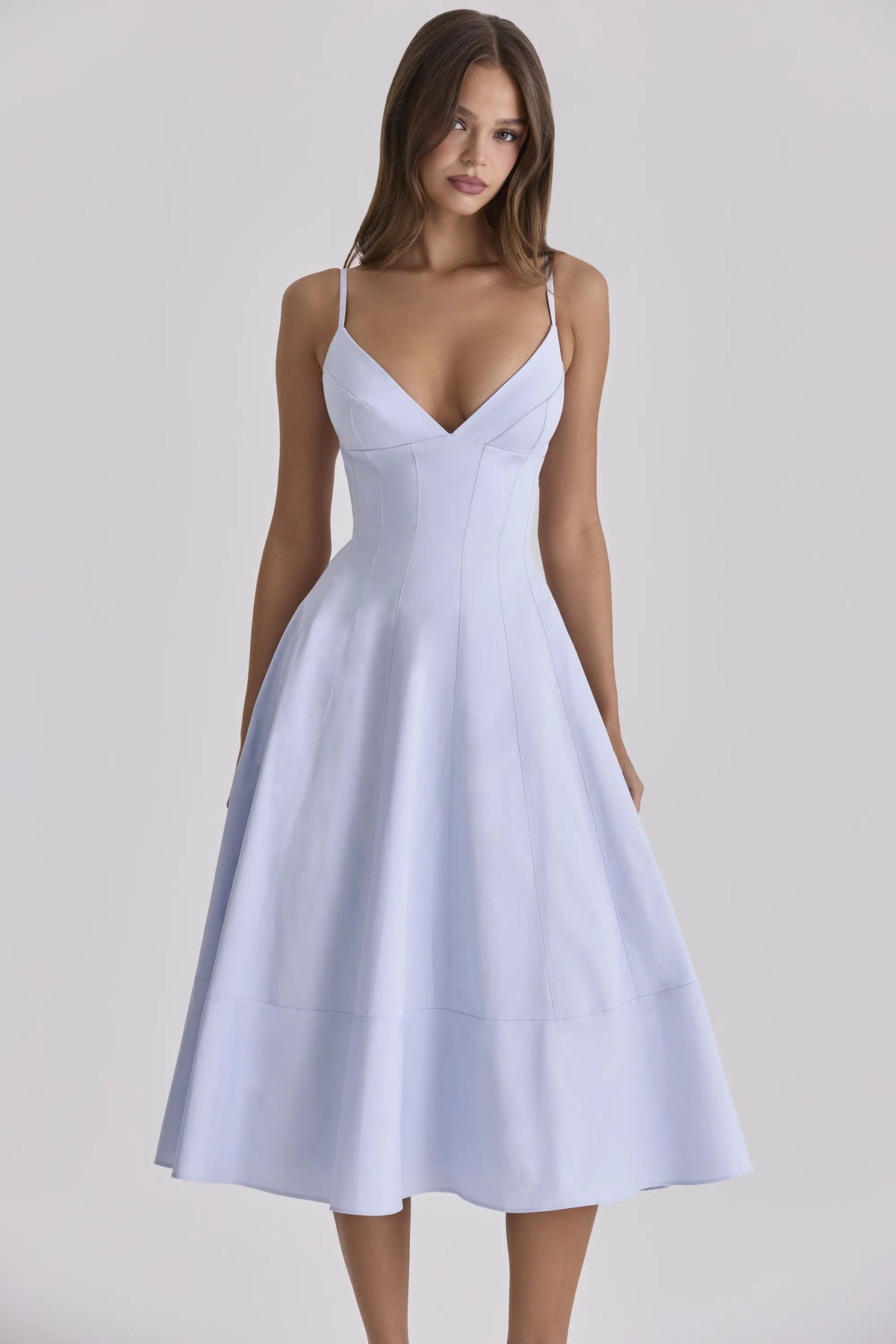 Millie Bluebell Lace Up Cotton Midi Sundress
