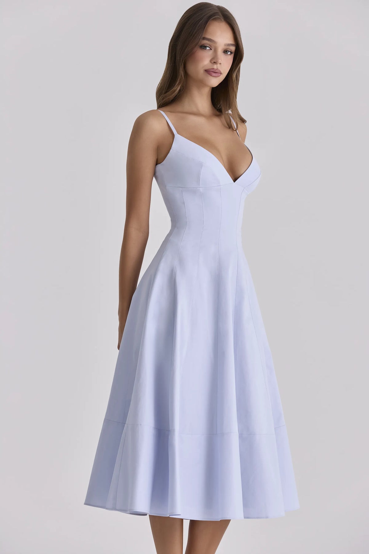 Millie Bluebell Lace Up Cotton Midi Sundress