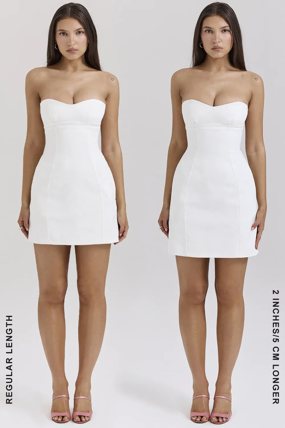 Mimi White Strapless Twill Mini Dress