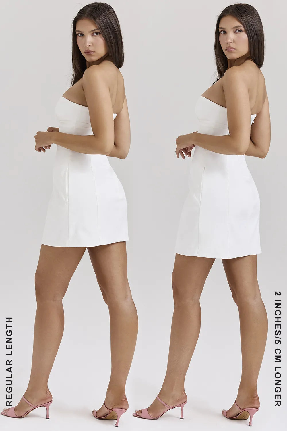 Mimi White Strapless Twill Mini Dress