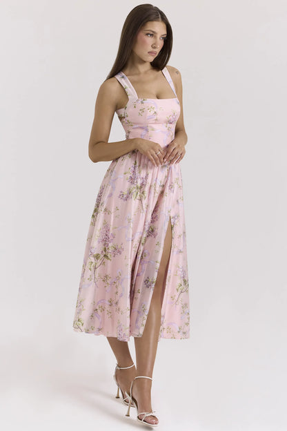 Minerva Pink Floaty Chiffon Midi Sundress