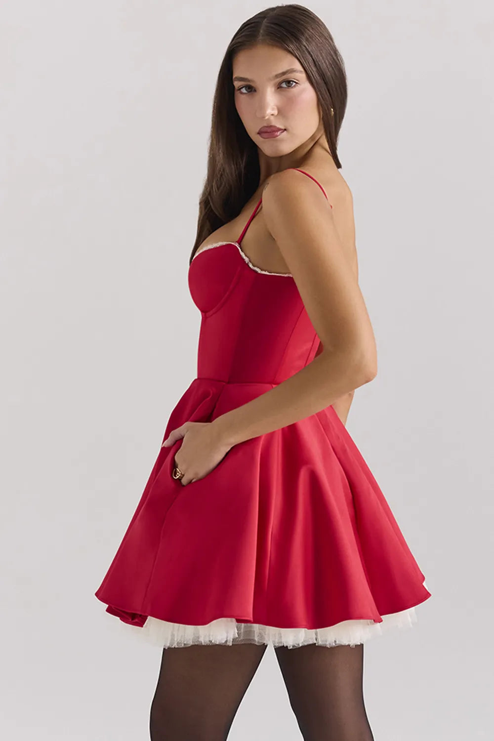 Minimoiselle Holly Red Satin Tulle Mini Dress