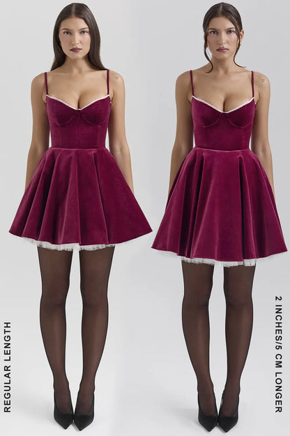 Minimoiselle Burgundy Velvet Tulle Mini Dress