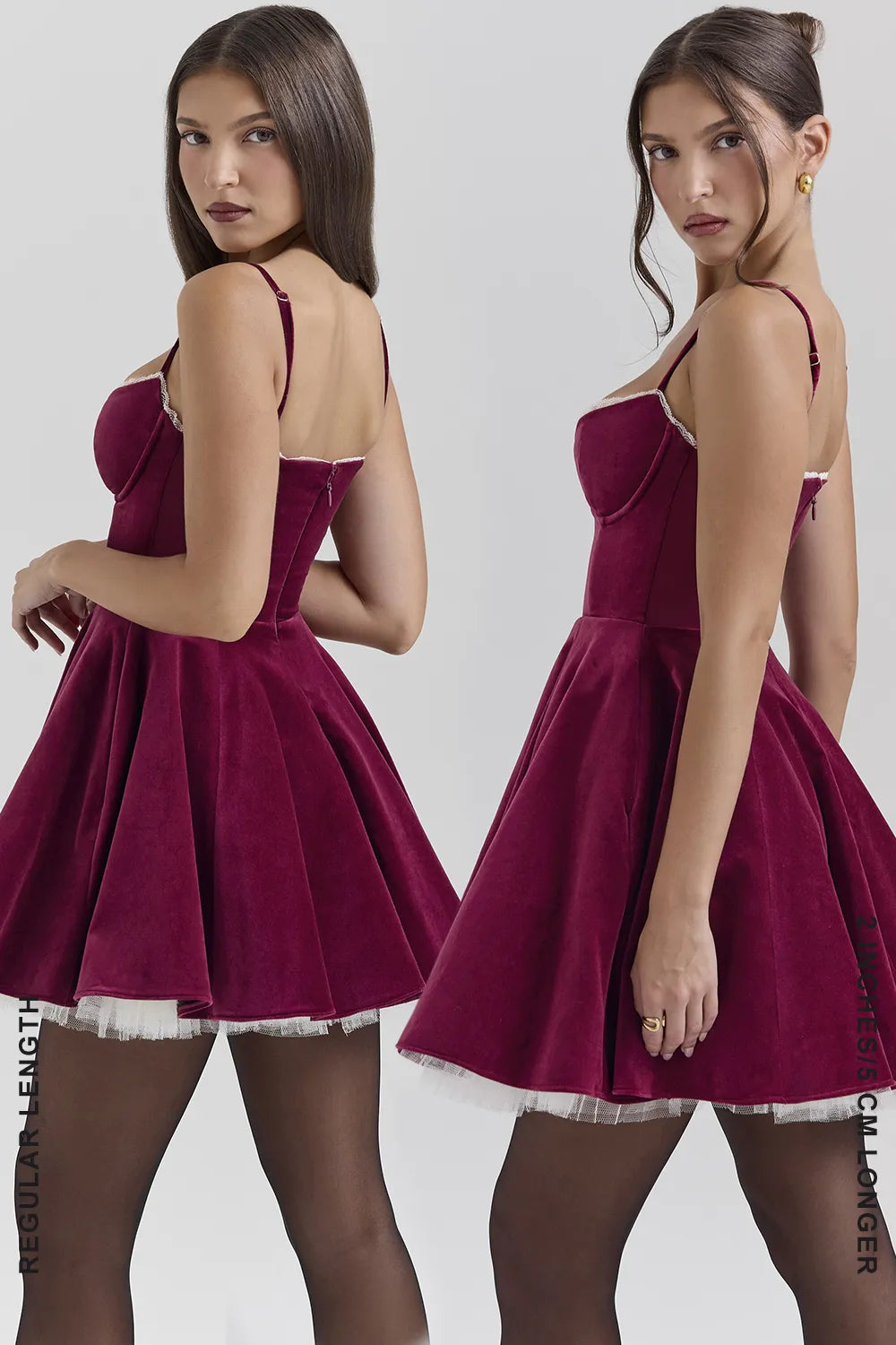 Minimoiselle Burgundy Velvet Tulle Mini Dress