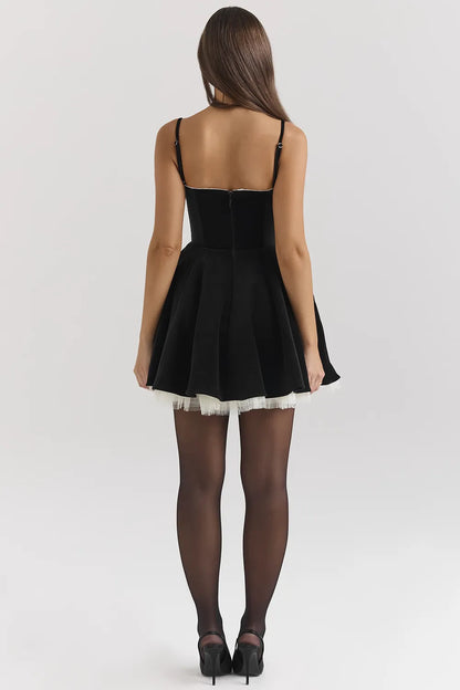 Minimoiselle Black Velvet Tulle Mini Dress