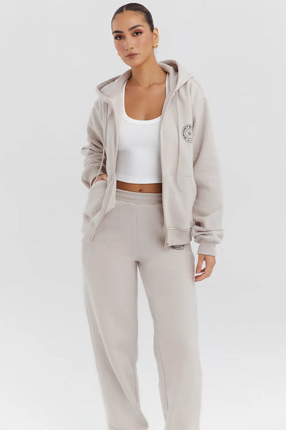 Mirage Cloud Cotton Fleece-Back Zip Through Hoodie