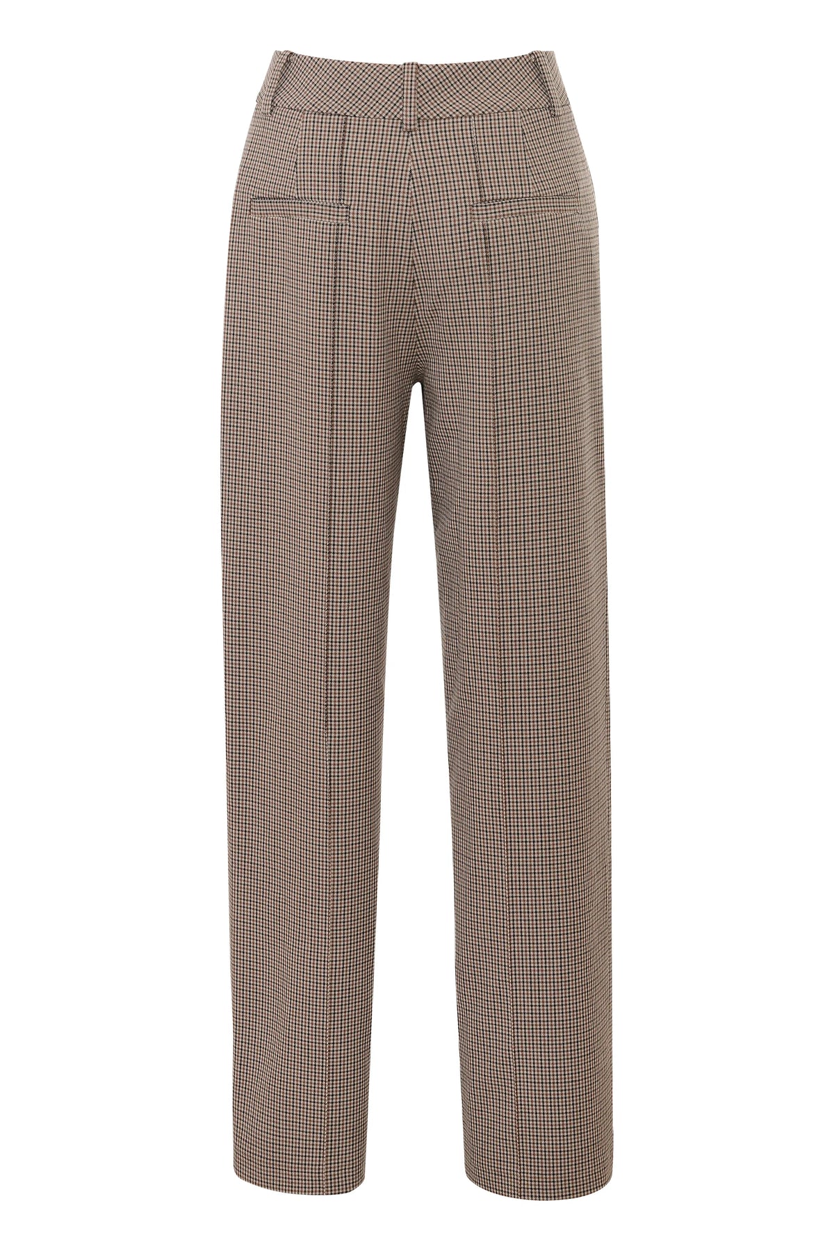 Hayden Brown Puppytooth Wide Leg High Waist Tailored Trousers