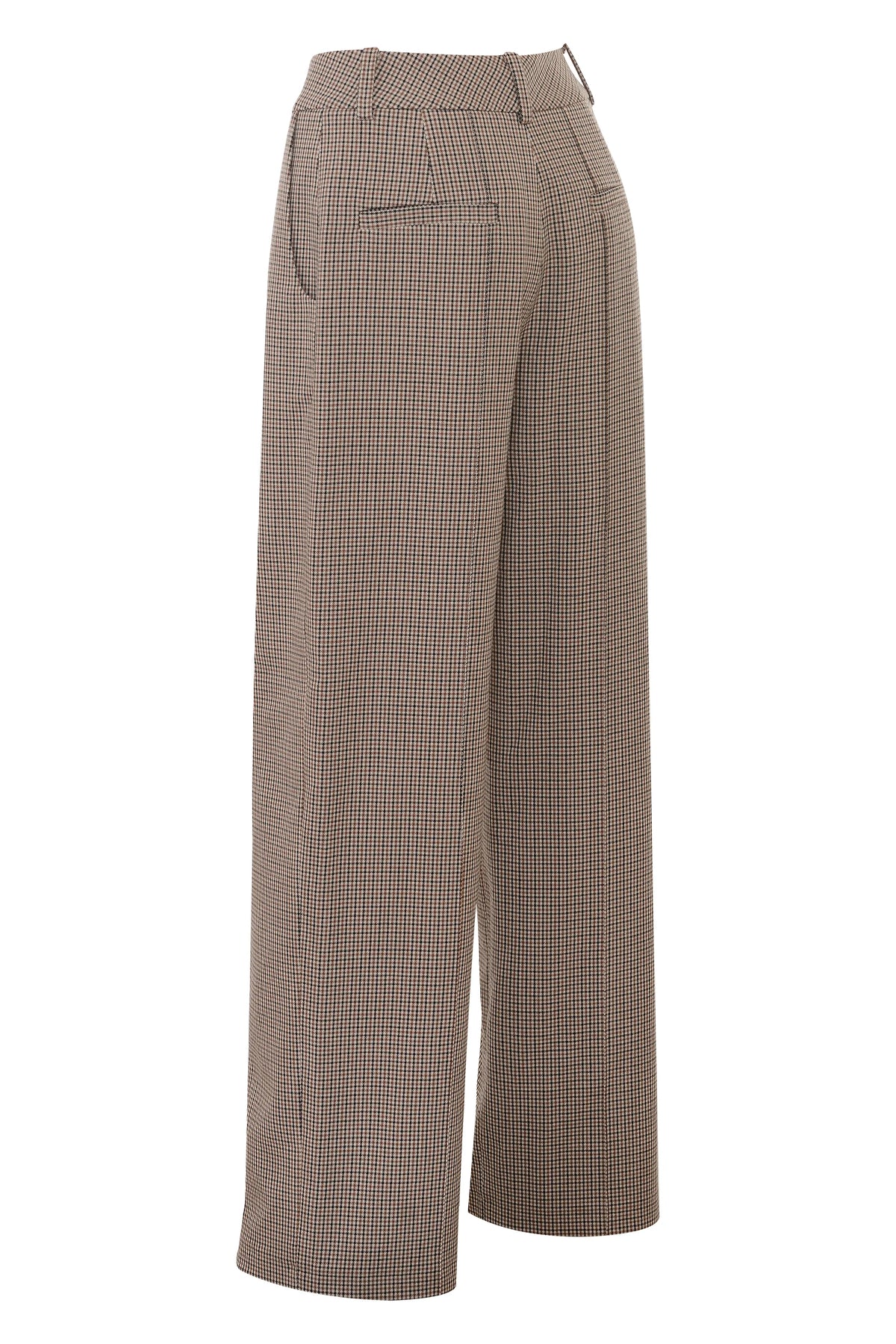 Hayden Brown Puppytooth Wide Leg High Waist Tailored Trousers