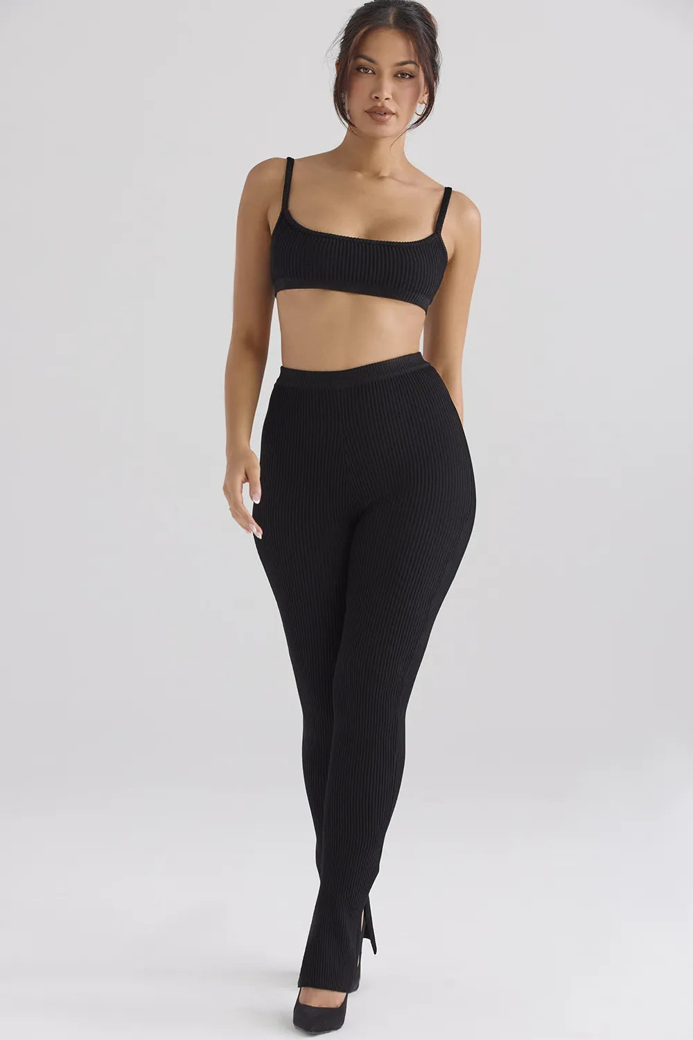 Mitzi Black Ribbed Knit Leggings