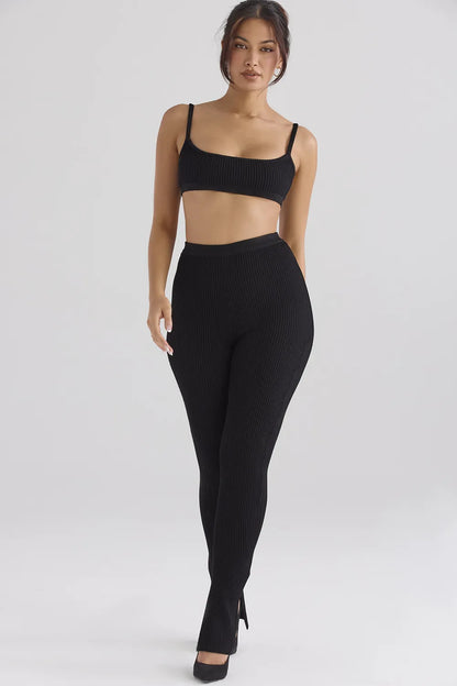 Mitzi Black Ribbed Knit Leggings