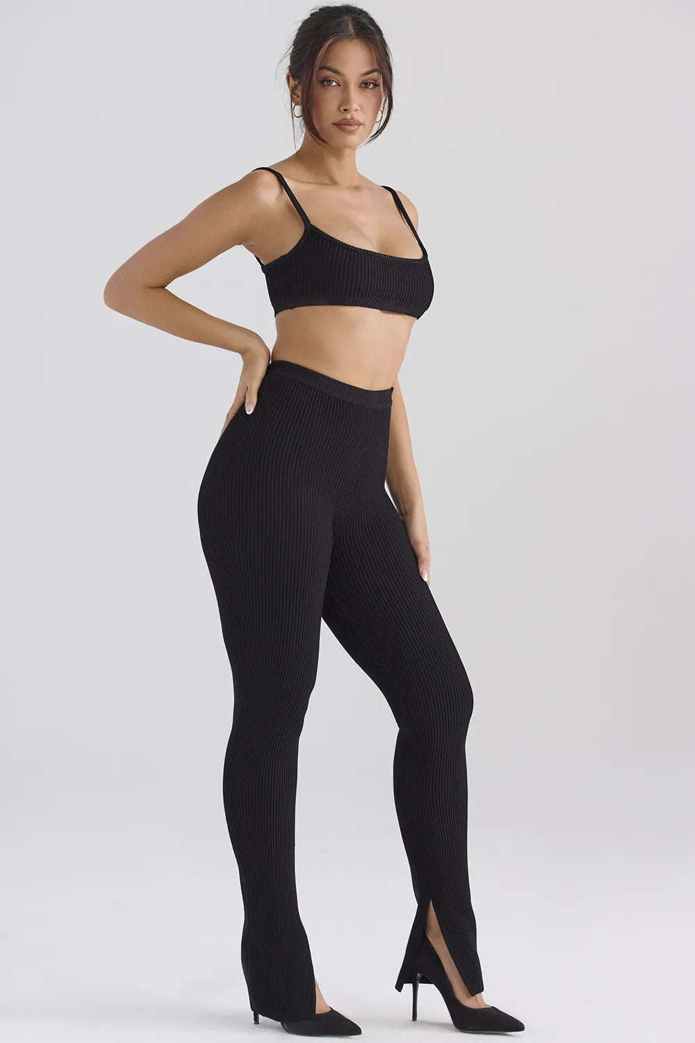 Mitzi Black Ribbed Knit Leggings